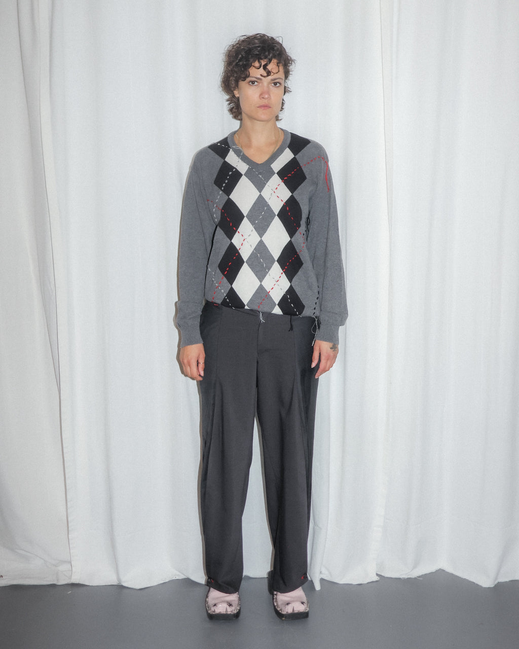 Grey argyle knit by RE;INCARNATED – image 1 of 4
