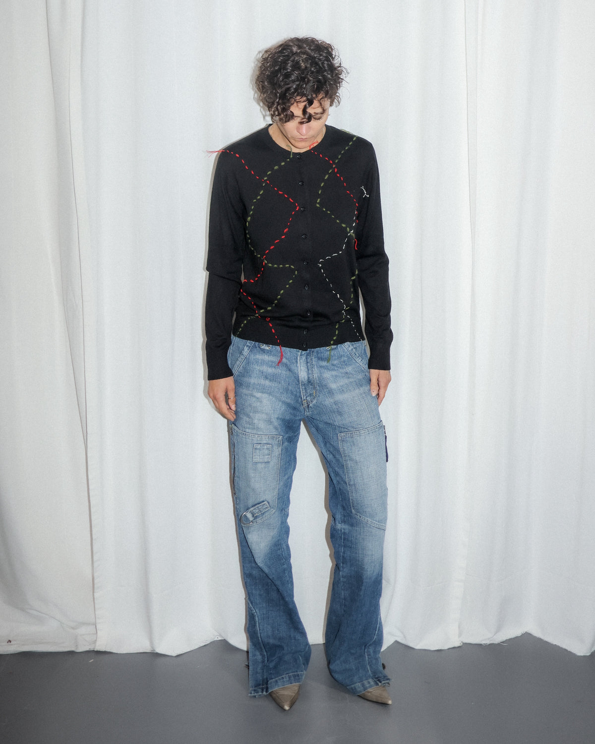 Black embroidery cardigan by RE;INCARNATED – image 1 of 5