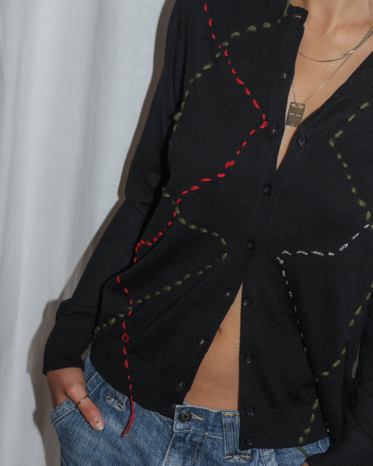 Black embroidery cardigan by RE;INCARNATED – image 2 of 5