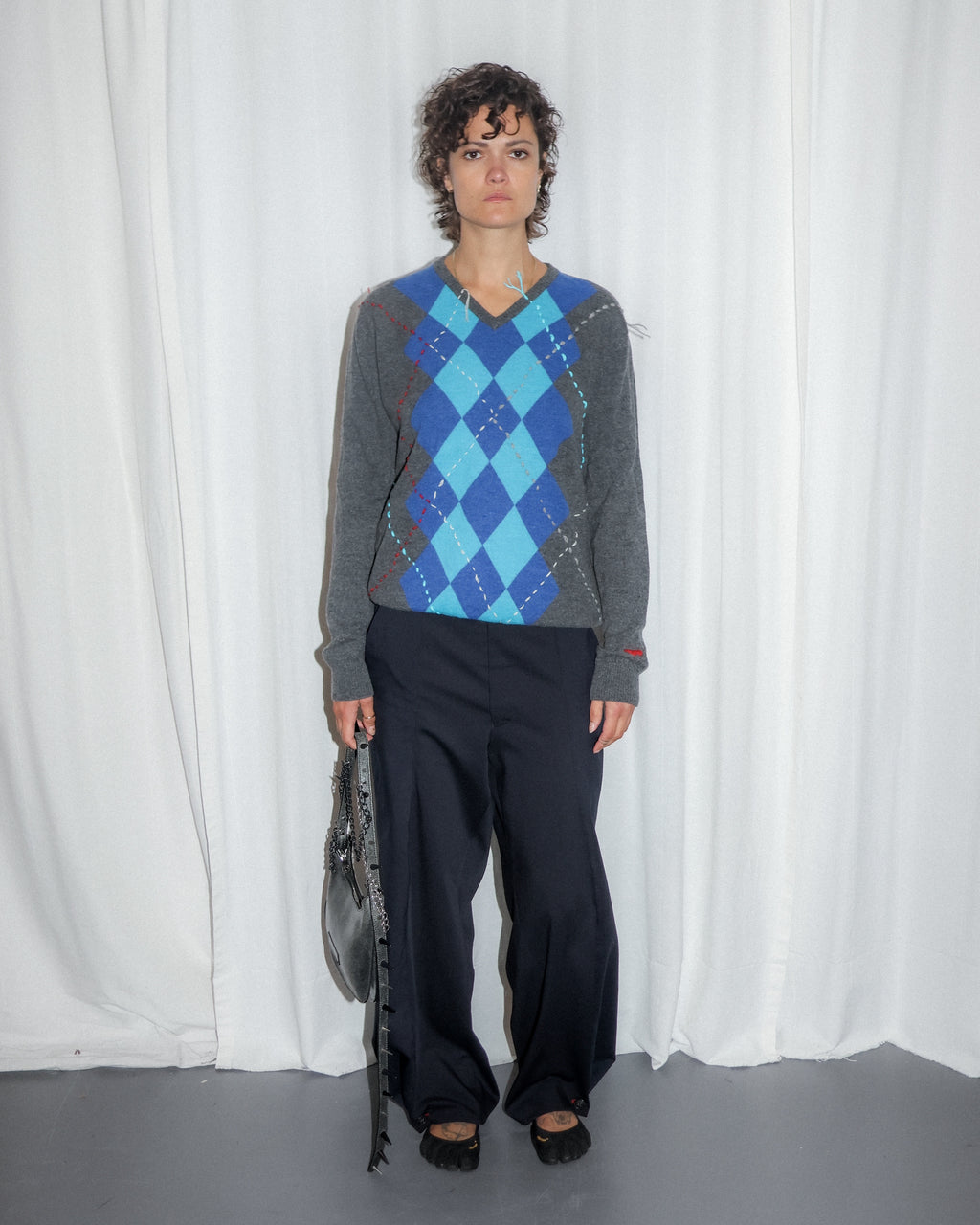 Blue argyle knit by RE;INCARNATED – image 1 of 4