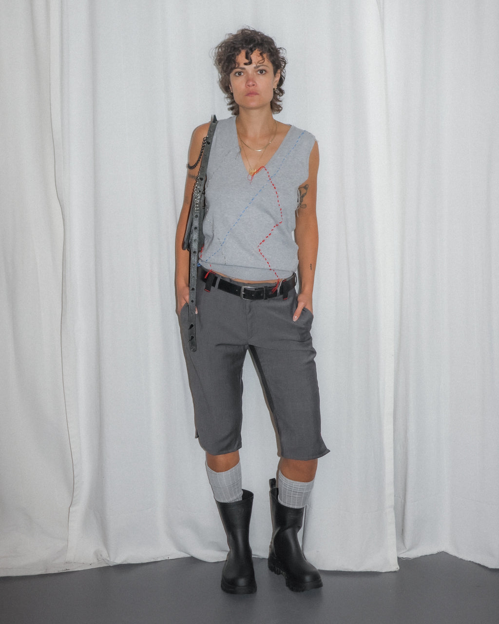 Grey embroidery vest by RE;INCARNATED – image 1 of 3