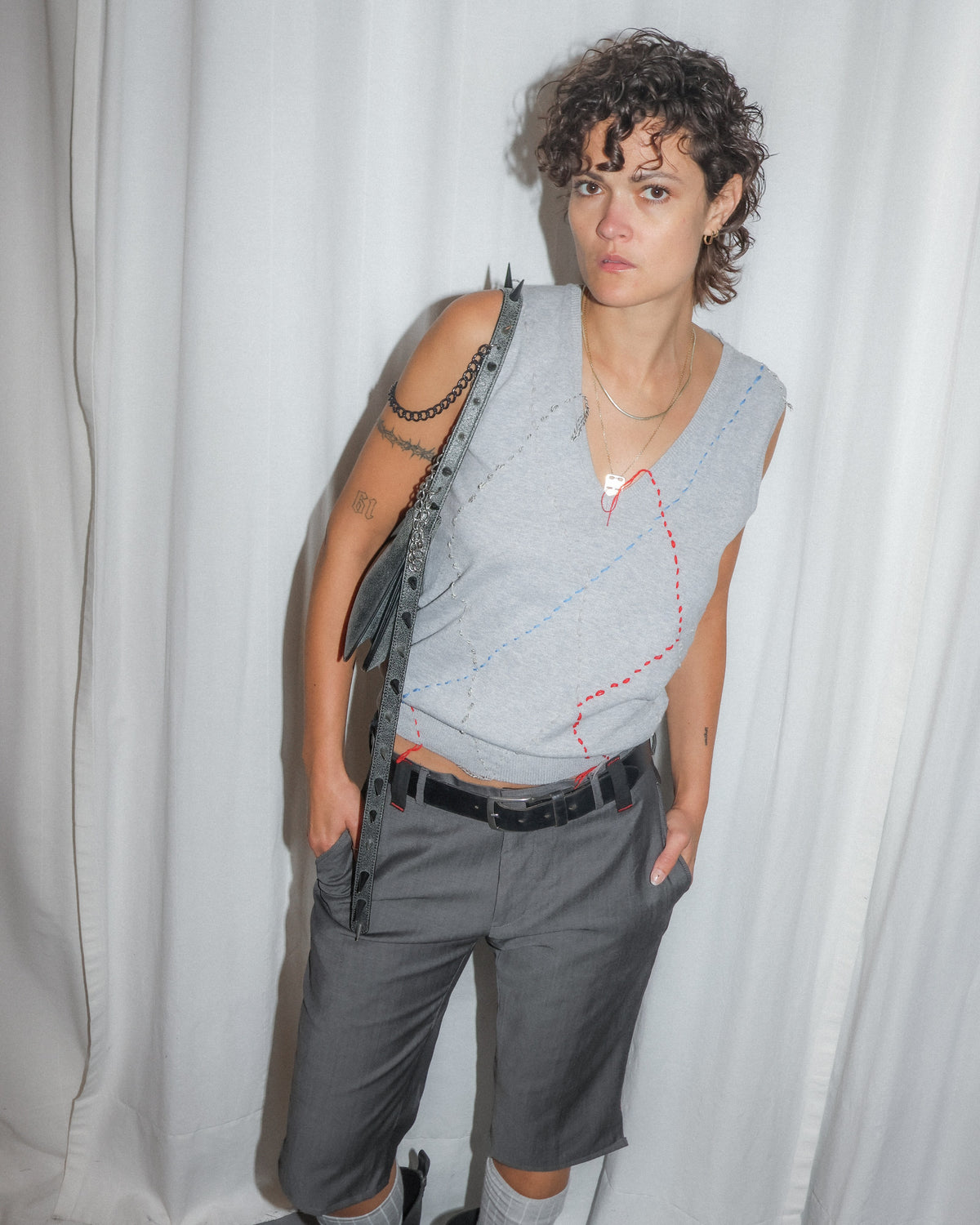 Grey embroidery vest by RE;INCARNATED – image 3 of 3
