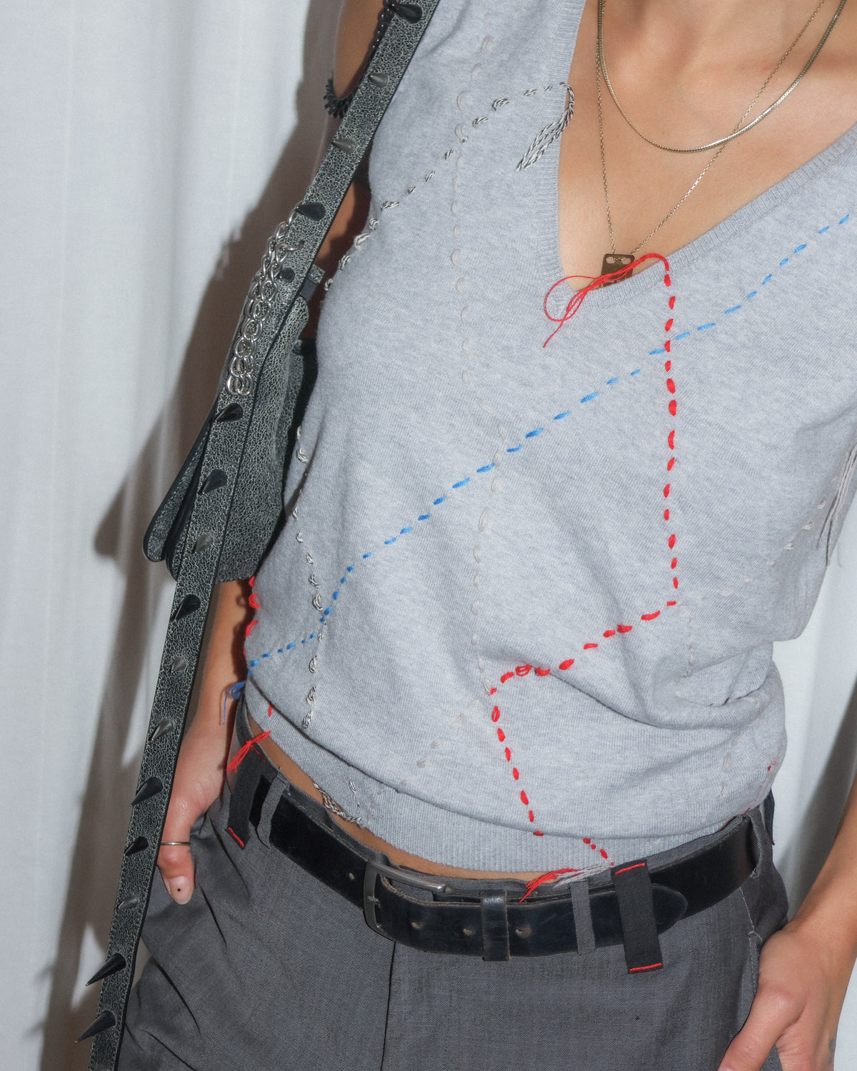 Grey embroidery vest by RE;INCARNATED – image 2 of 3