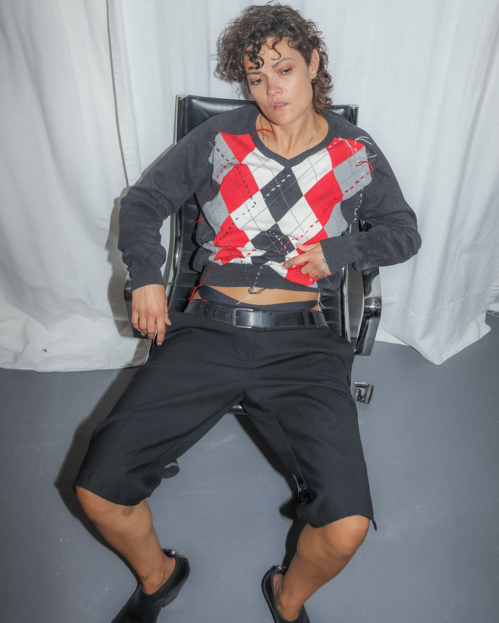 Red argyle knit by RE;INCARNATED – image 1 of 4