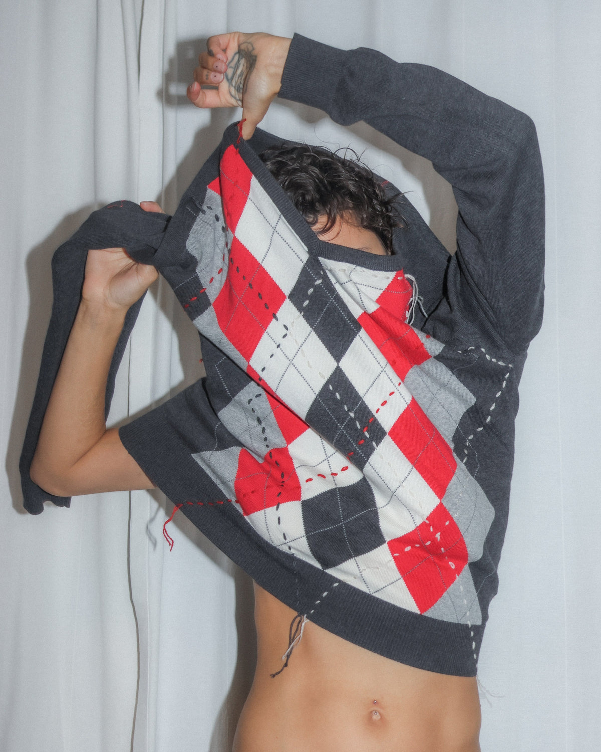 Red argyle knit by RE;INCARNATED – image 3 of 4