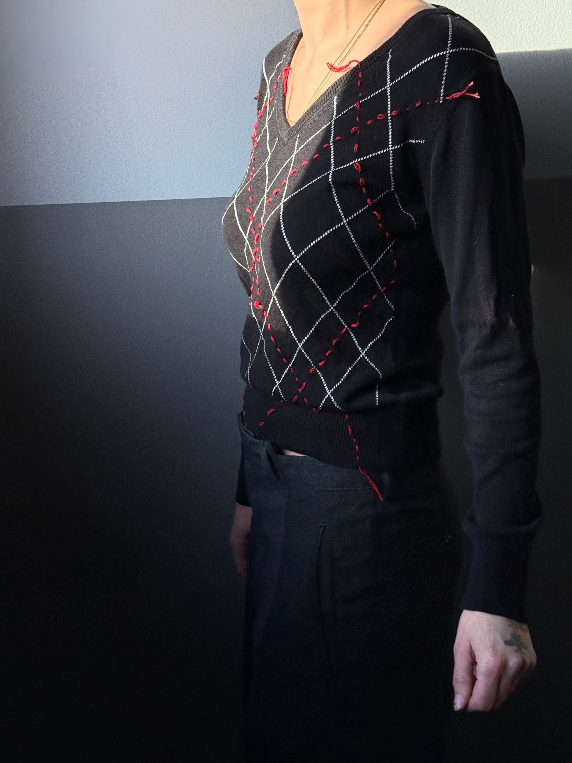BLACK ARGYLE KNIT – SIZE S