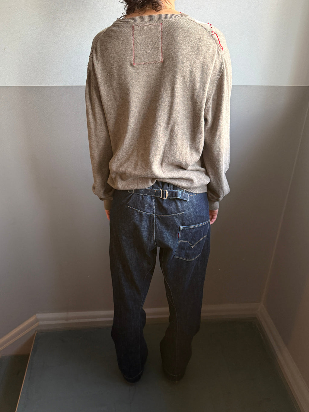 BEIGE ARGYLE KNIT – SIZE L