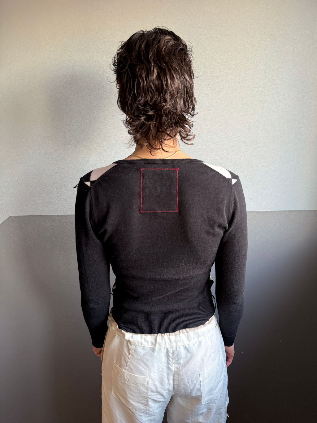 BLACK ARGYLE KNIT – SIZE XS