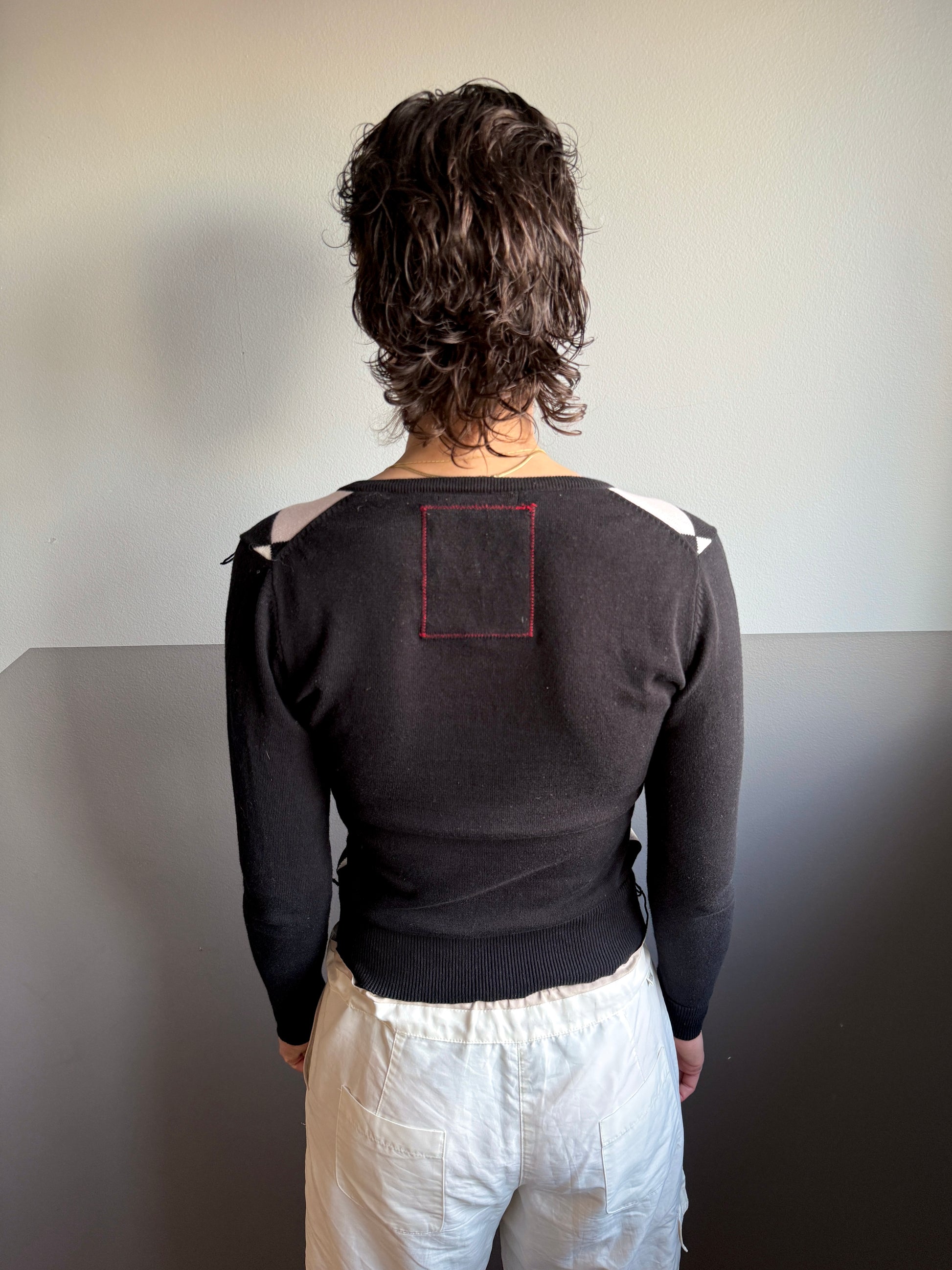 BLACK ARGYLE KNIT – SIZE XS