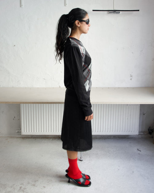 BLACK ARGYLE KNIT
