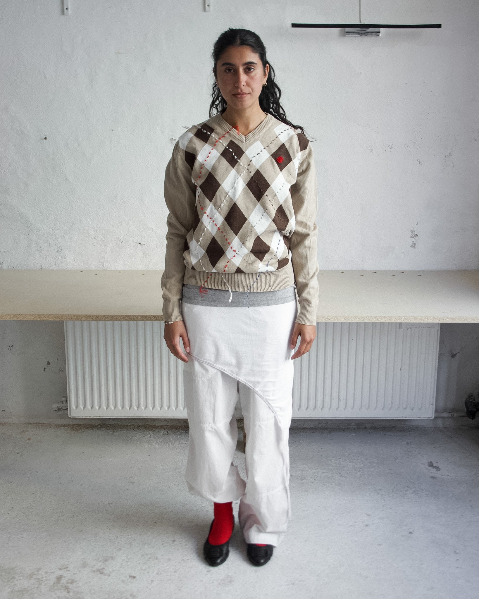 BEIGE ARGYLE KNIT