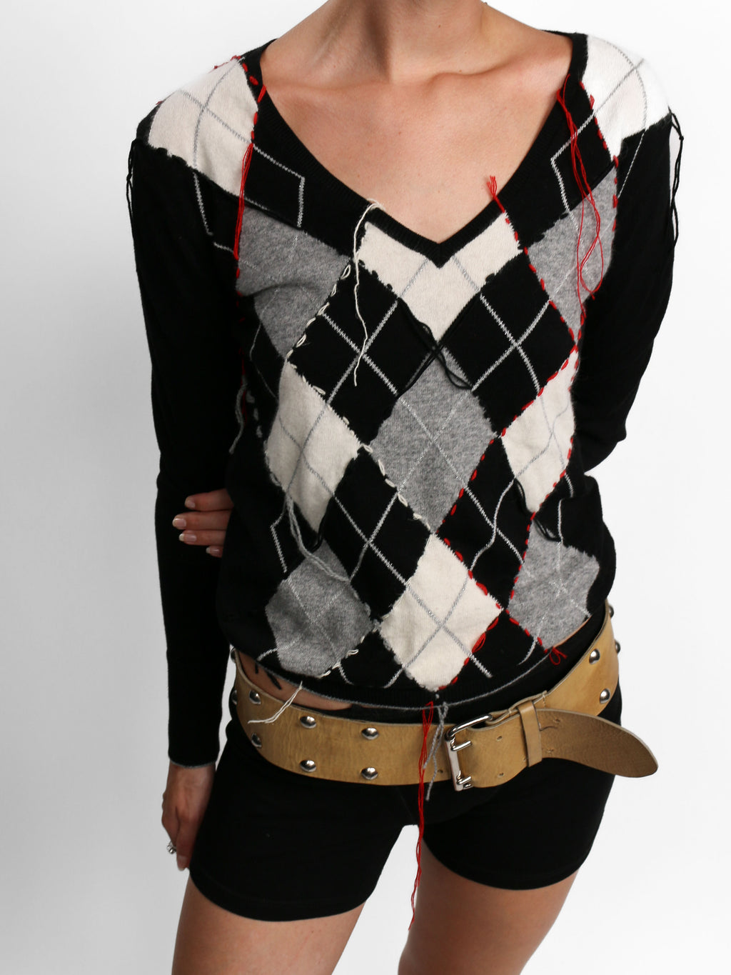 BLACK ARGYLE KNIT