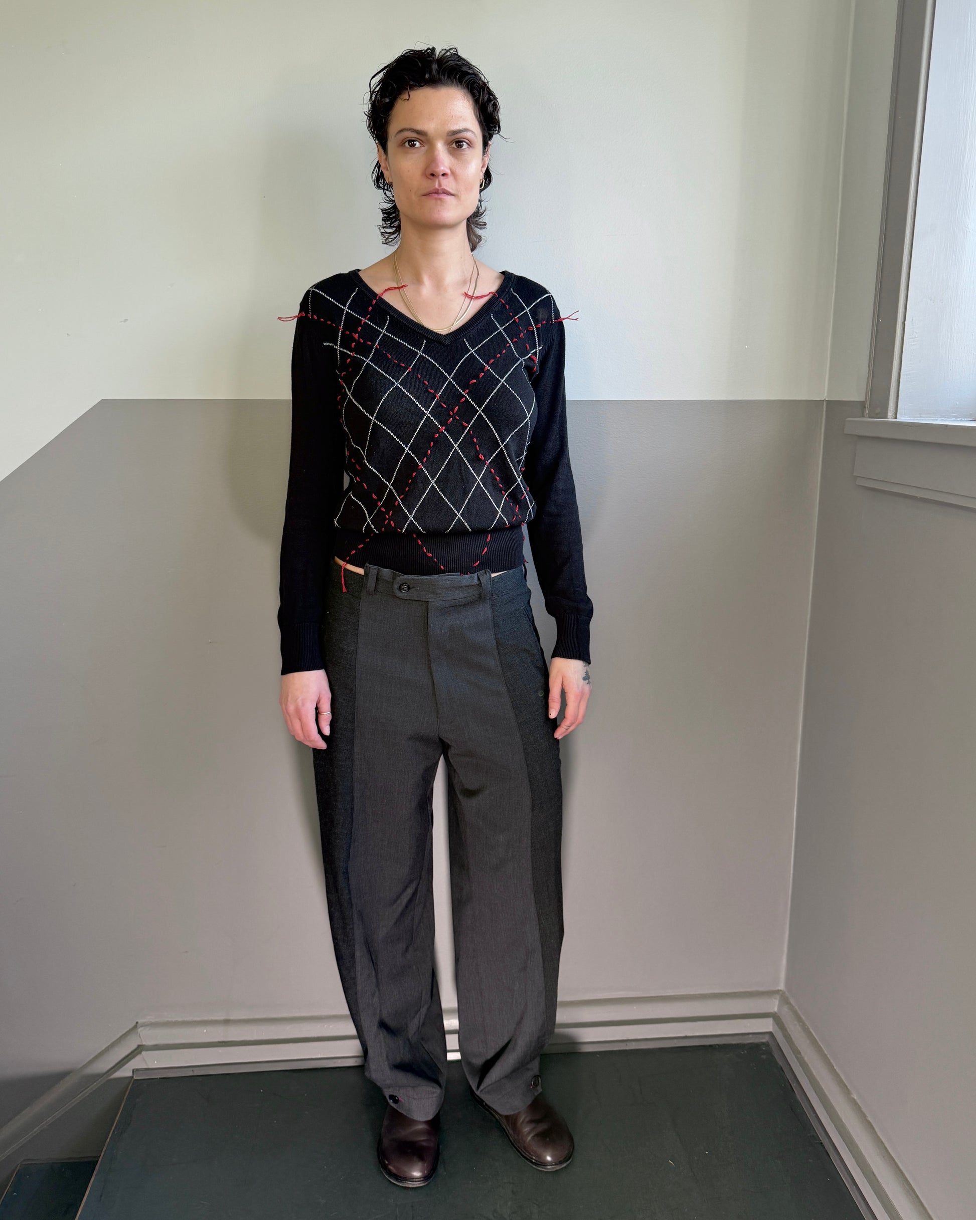 BLACK ARGYLE KNIT – SIZE S