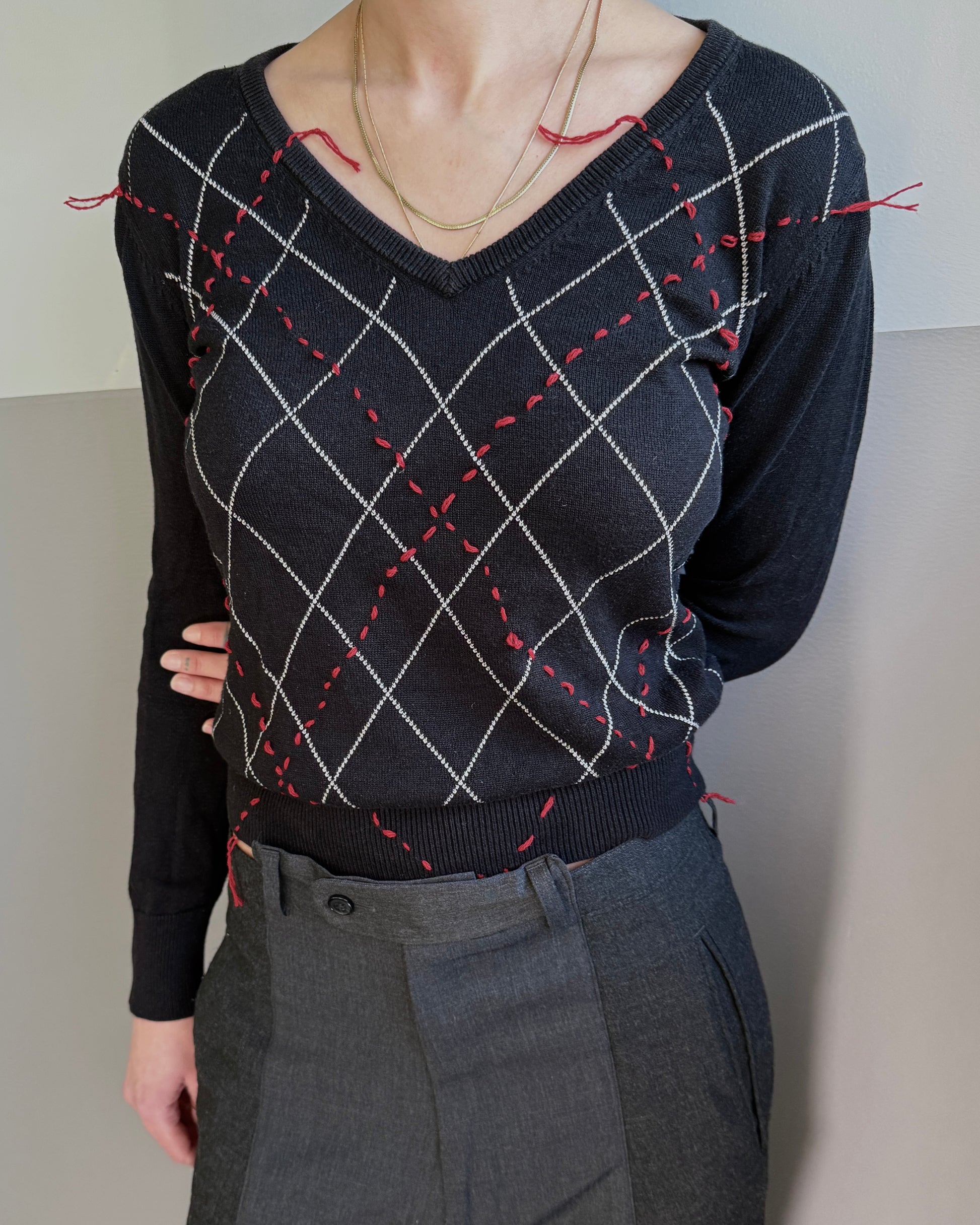 BLACK ARGYLE KNIT – SIZE S